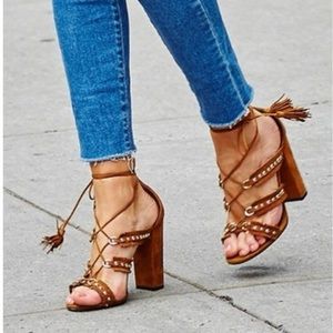 Aquazzura Firenze Brown Strappy Women's Heels Sz 41 EU